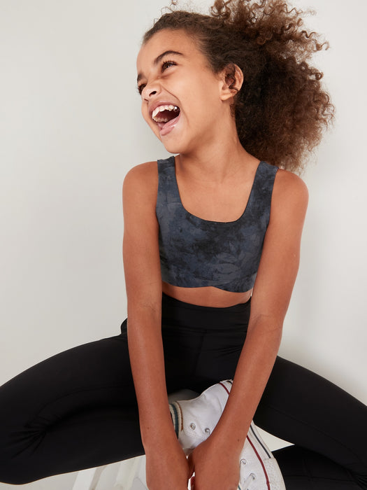 PowerChill Wrap-Front Hem Sports Bra for Girls - Black