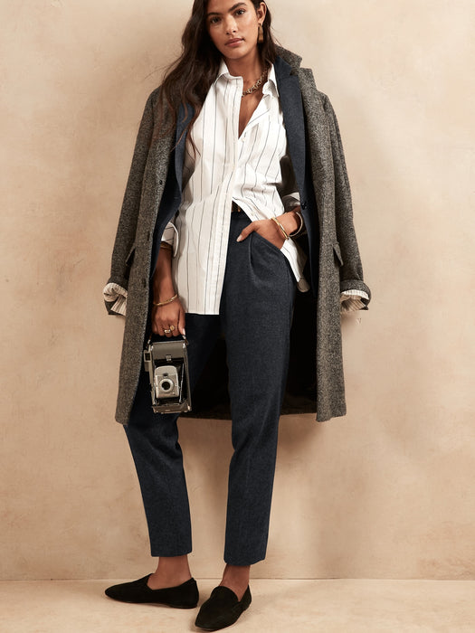 Pleated Wool-Blend Pant - Heather Charcoal