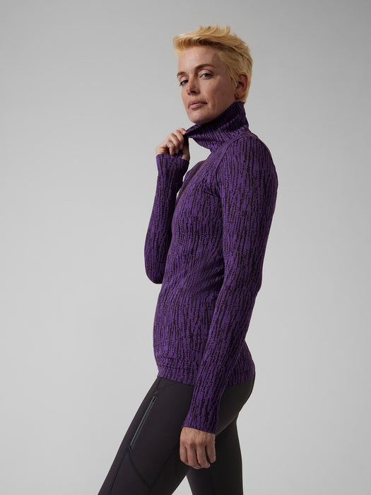 Flurry Elemental Turtleneck - Snowscape Black/ Basalt Violet