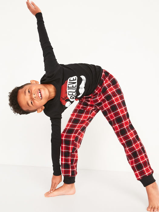 Printed Micro Fleece Pajama Jogger Pants For Boys