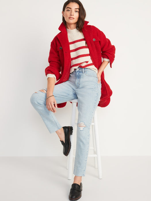 Higher High-Waisted OG Straight Ripped Cut-Off Jeans for Women