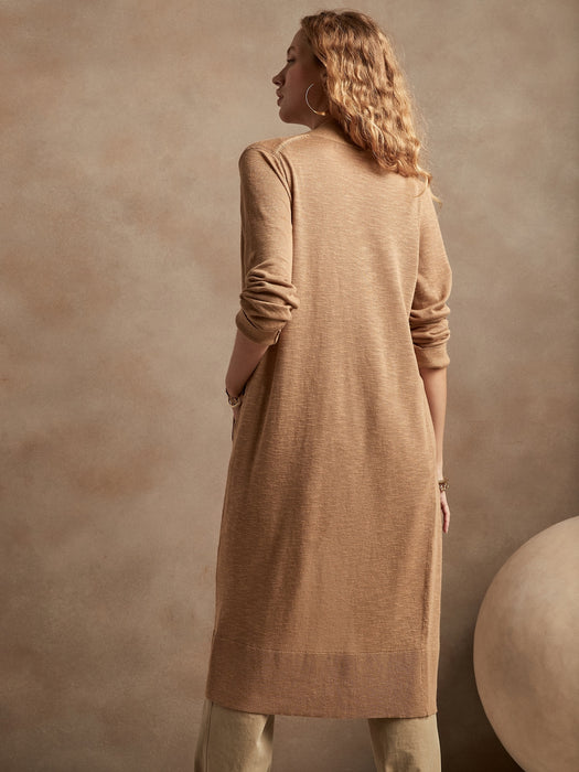 Costa Linen-Blend Duster - Afternoon Latte Beige
