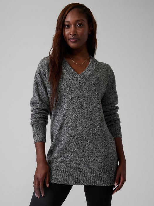 Vital V&#45Neck Tunic - Black / White Marl