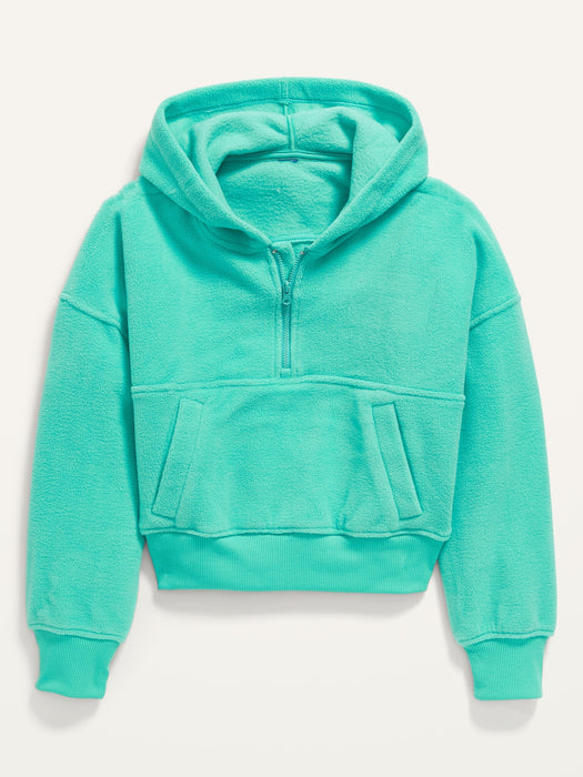 Go-Warm Micro Fleece 1/2-Zip Pullover Hoodie for Girls - Blue