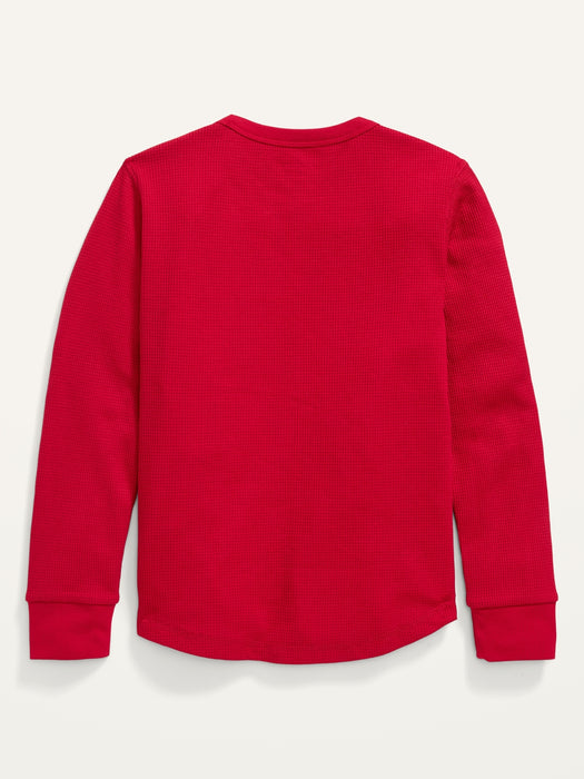 Long-Sleeve Thermal-Knit T-Shirt For Boys - Red