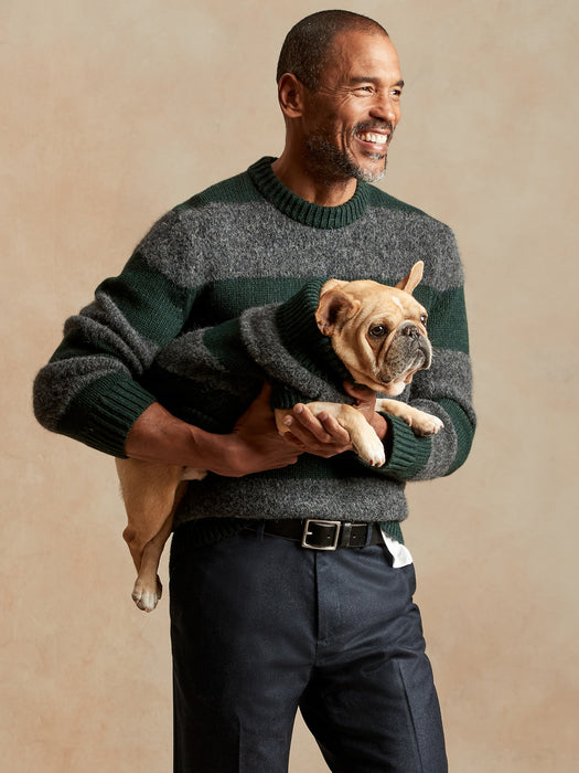 Fuzzy Stripe Sweater - Whispering Pine Green