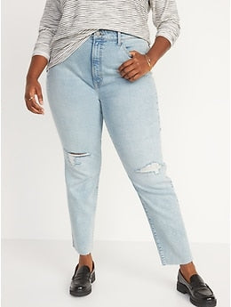 Higher High-Waisted OG Straight Ripped Cut-Off Jeans for Women