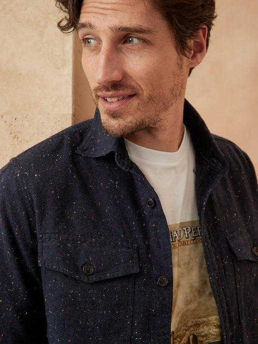 Standard-Fit Donegal Flannel Shirt - Navy