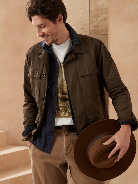 Standard-Fit Donegal Flannel Shirt - Navy
