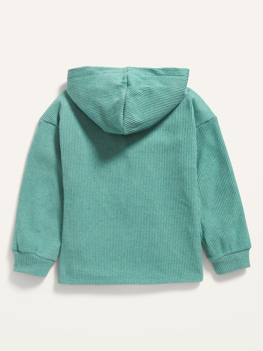 Long-Sleeve Split-Neck Plush Hoodie for Girls