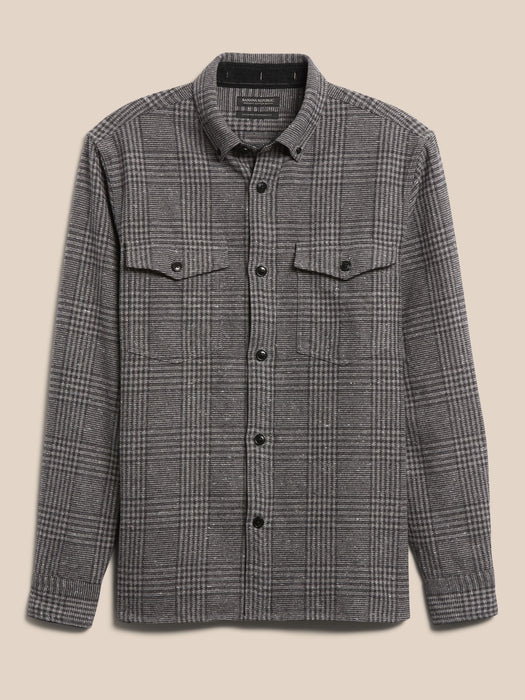 Donegal Plaid Shirt Jacket - Light Gray