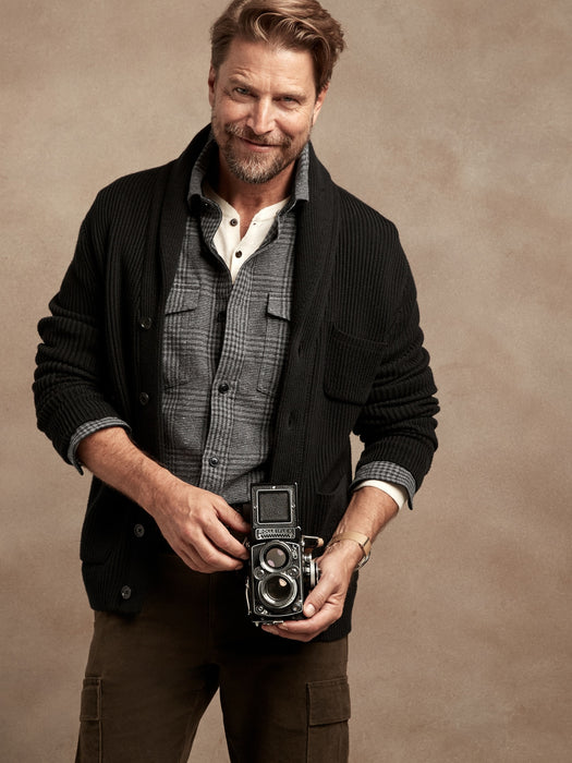 Donegal Plaid Shirt Jacket - Light Gray