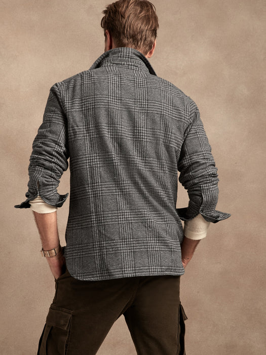 Donegal Plaid Shirt Jacket - Light Gray