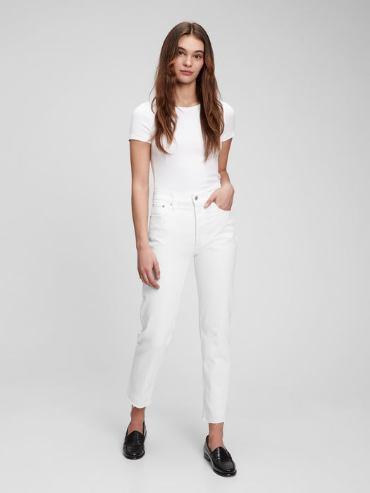 High Rise Cheeky Straight Jeans with Washwell - optic white