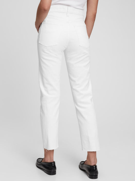 High Rise Cheeky Straight Jeans with Washwell - optic white