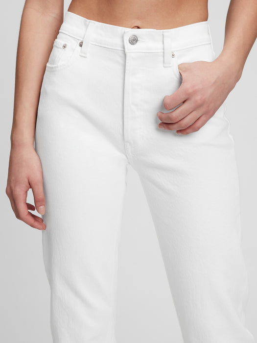 High Rise Cheeky Straight Jeans with Washwell - optic white