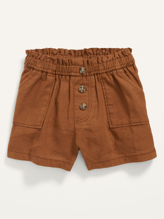 Linen-Blend Pull-On Utility Shorts for Baby - Beige