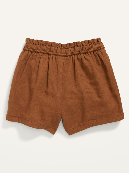 Linen-Blend Pull-On Utility Shorts for Baby - Beige