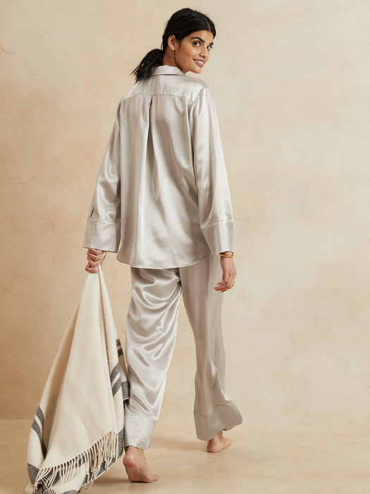Silk Pajama Pant Set - Oslo Gray