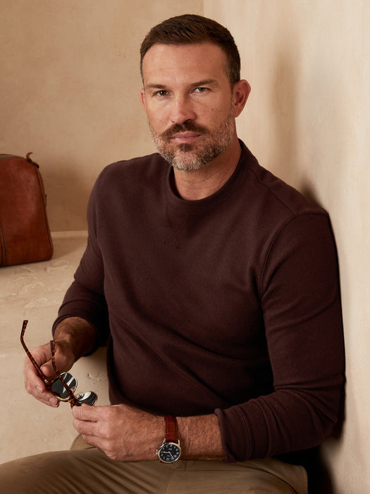 Brushed Waffle-Knit T-Shirt - Sonoma Wine