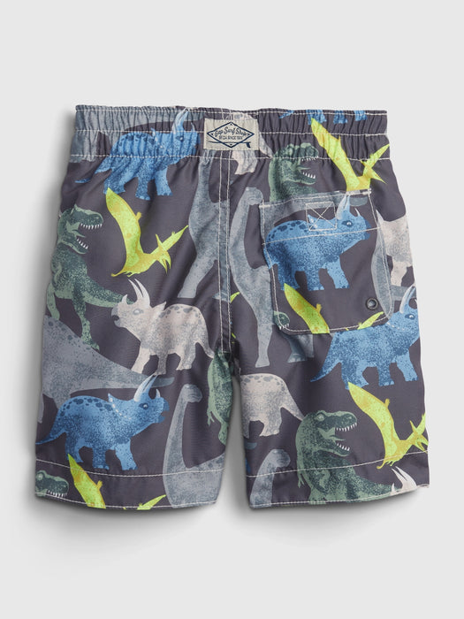 Toddler 100% Recycled Printed Swim Trunks - gray bells
