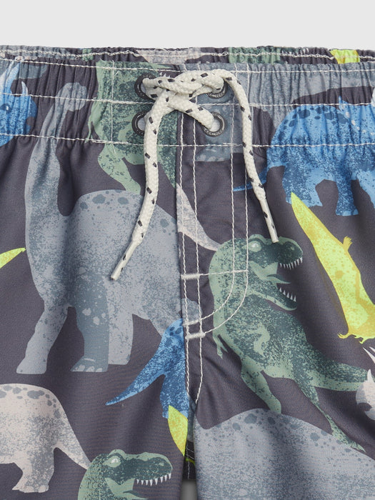 Toddler 100% Recycled Printed Swim Trunks - gray bells