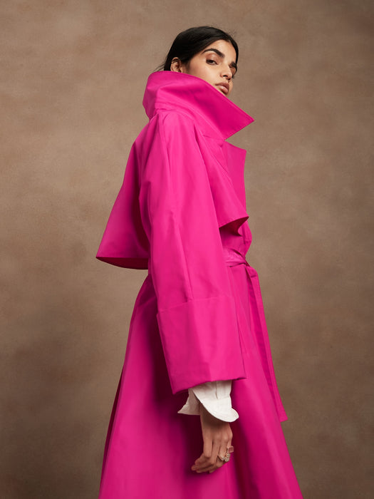 Oversized Opera Coat - Bright Peony Pink