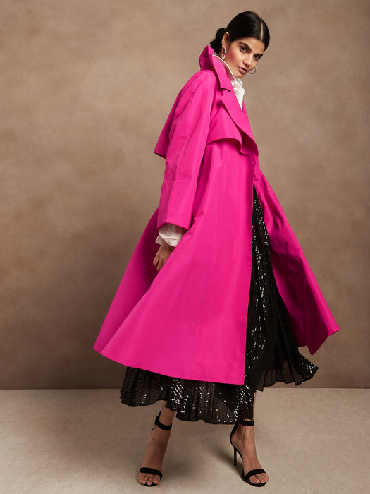 Oversized Opera Coat - Bright Peony Pink