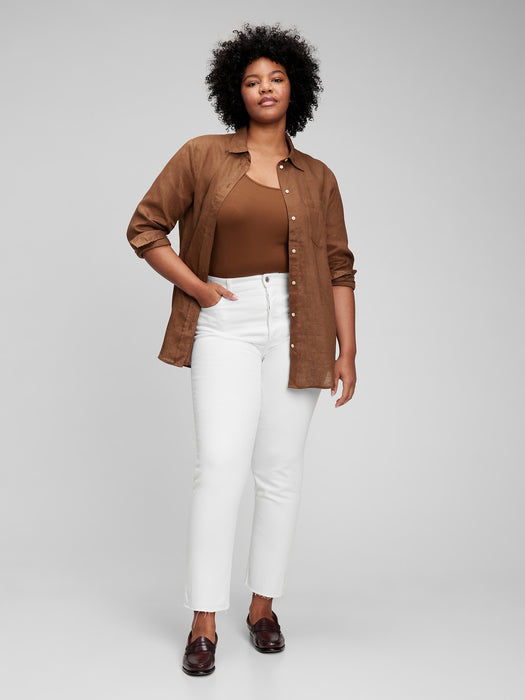 High Rise Cheeky Straight Jeans with Washwell - optic white