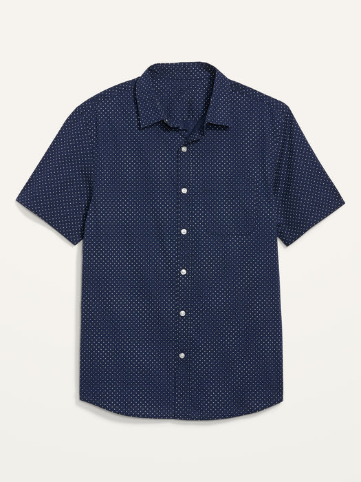Built-In Flex Everyday Dot-Print Short-Sleeve Shirt for Men