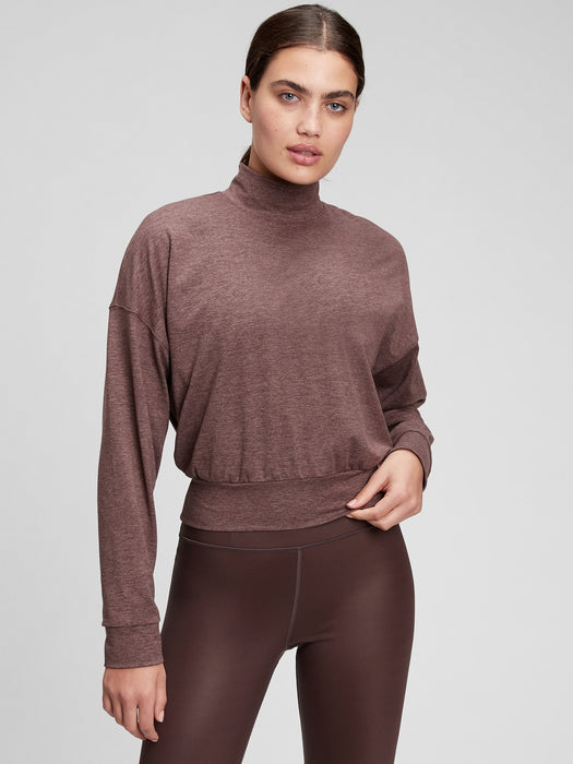 Brushed Jersey Crop Mockneck Sweatshirt