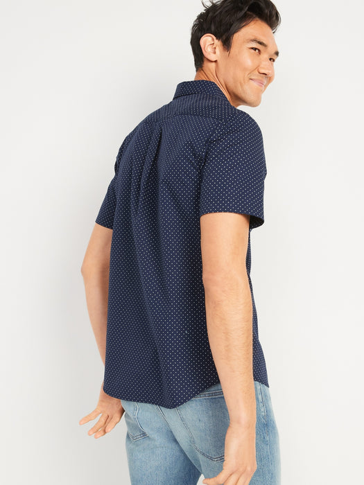 Built-In Flex Everyday Dot-Print Short-Sleeve Shirt for Men