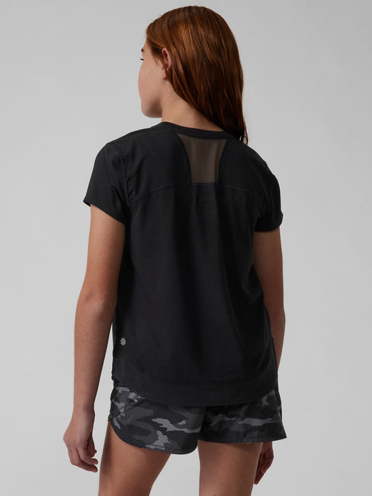 Athleta Girl On the Move Mesh Tee - Black