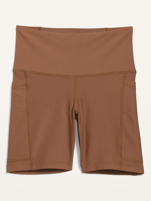 High-Waisted PowerSoft Side-Pocket Biker Shorts for Women -- 6-inch inseam