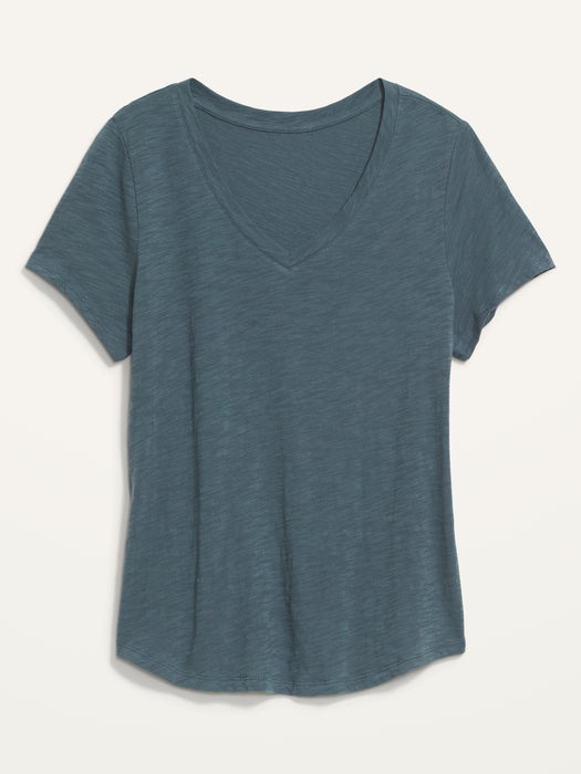 EveryWear Slub-Knit V-Neck T-Shirt for Women - Blue
