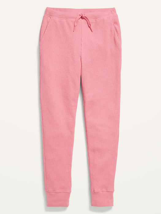 Textured Waffle-Knit Jogger Sweatpants for Girls - Pink
