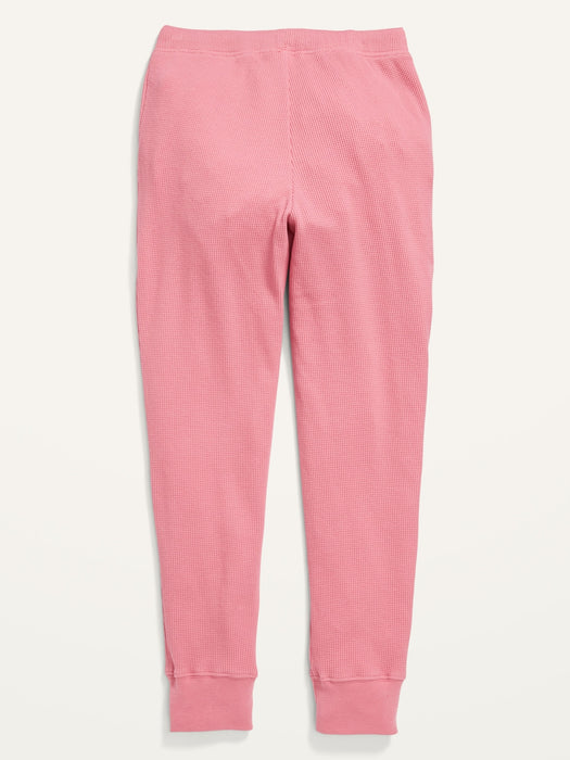 Textured Waffle-Knit Jogger Sweatpants for Girls - Pink