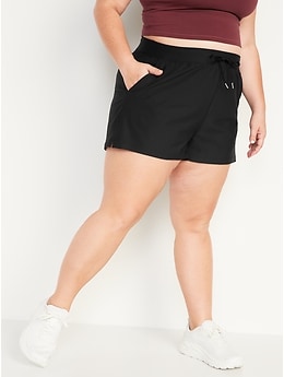 High-Waisted PowerSoft Loose Shorts for Women -- 3-inch inseam - Black