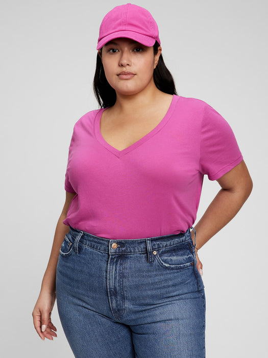 100% Organic Cotton Vintage V-Neck T-Shirt
