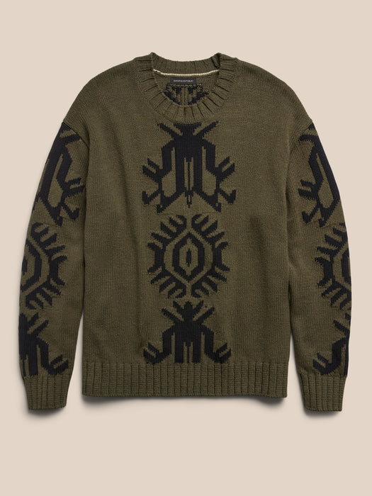 BR ARCHIVES Intarsia Sweater - Earthen Green