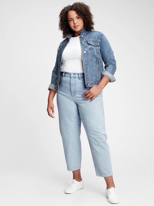 High Rise Barrel Jeans with Washwell