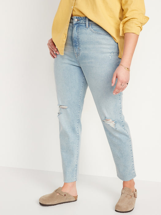 Higher High-Waisted OG Straight Ripped Cut-Off Jeans for Women