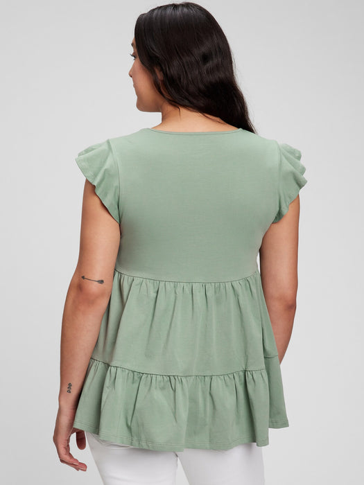 Maternity Wrap-Front Nursing Shirt - green