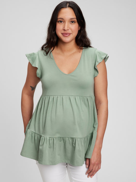 Maternity Wrap-Front Nursing Shirt - green