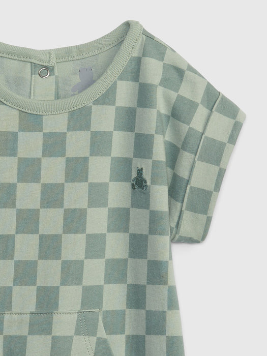 Baby Checkered Shorty One-Piece - gasoline green