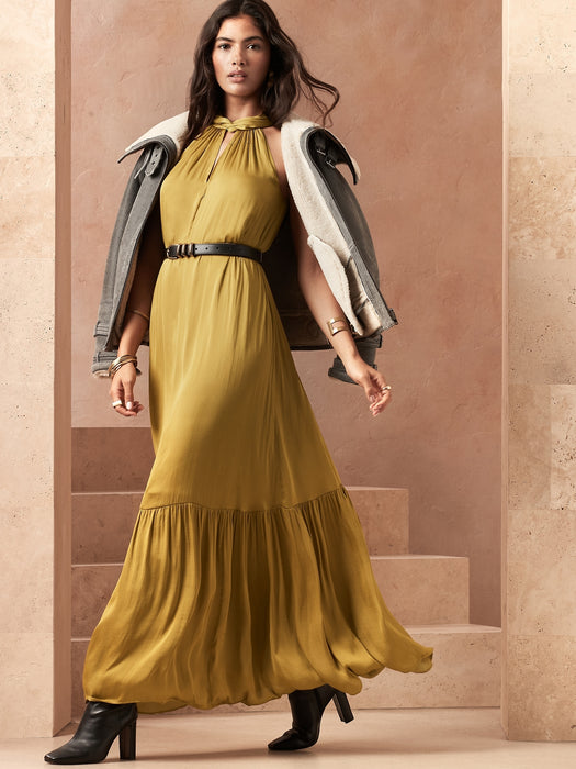 Turner Twisted Maxi Dress - Aspirational Gold
