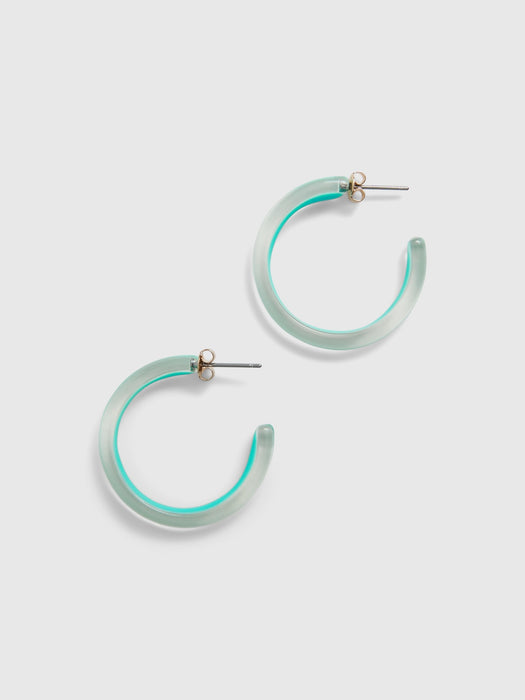 Chunky Enamel Hoop Earrings - blue turquoise
