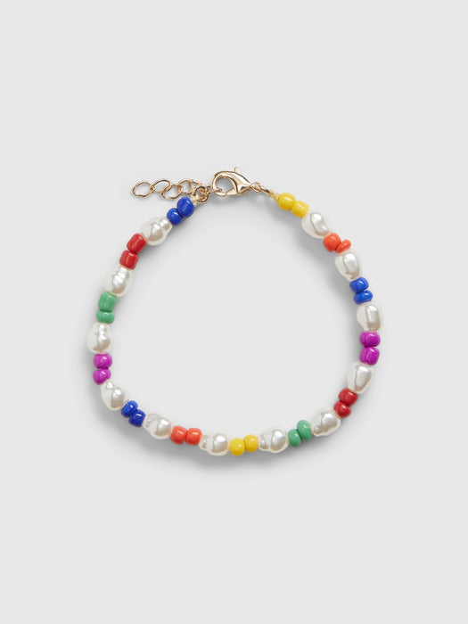 Rainbow Pearly Bead Bracelet - rainbow multi