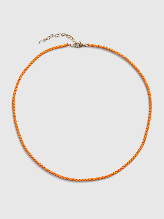Enamel Bead Chain Necklace - blood orange