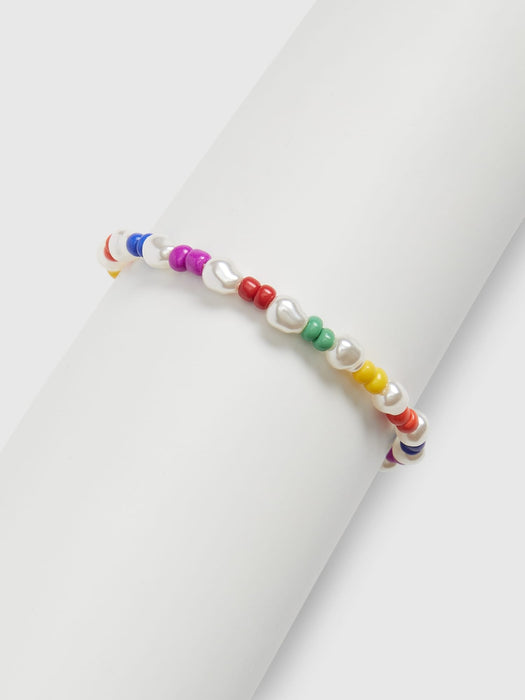 Rainbow Pearly Bead Bracelet - rainbow multi